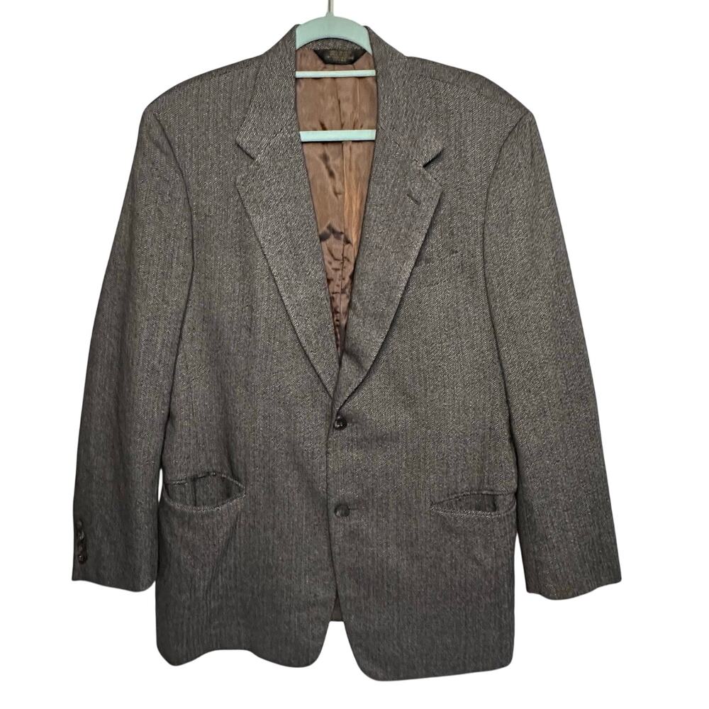 Vintage mens Donna Karen NY wool grey/brown blazer shoulder pads size 40R